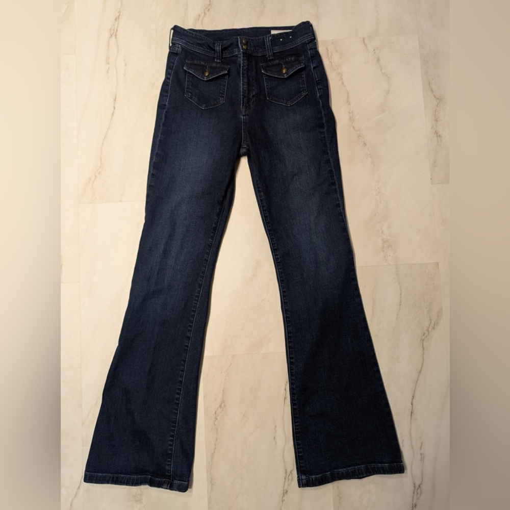 GAP High Rise Dark Blue 70s Flare Denim Jeans